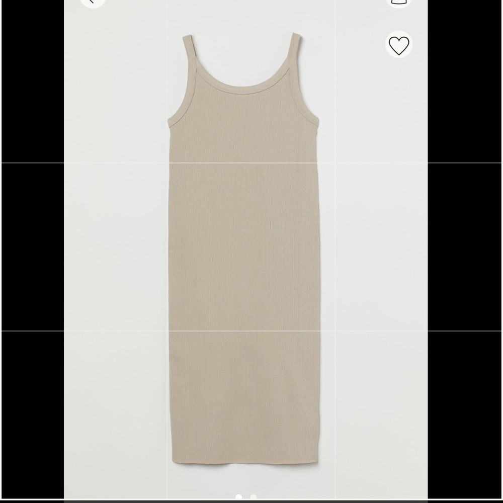 NWT H&M Sleeveless Ribbed Midi Dress Beige